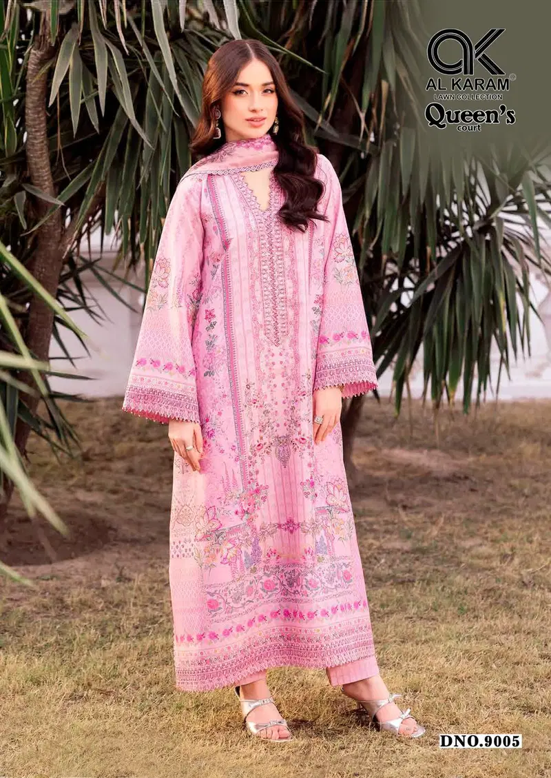 Queens Court Vol 9 By Al Karam Cambric Cotton Dress Material Suppliers In India